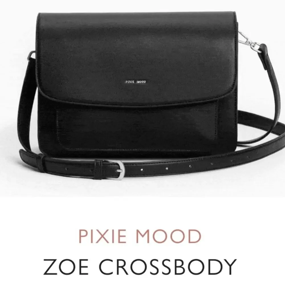 NWOT PIXIE MOOD Purse Bag Zoe Black Crossbody Vegan Leather Silver Detail